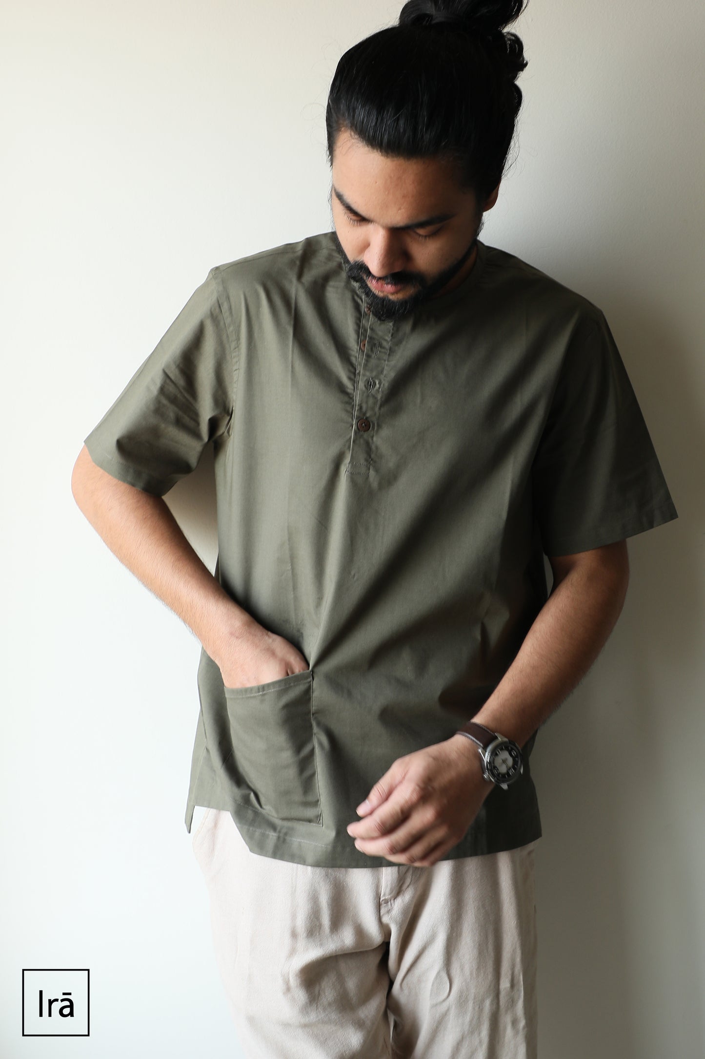 Olive off button Pehran (Shirt)