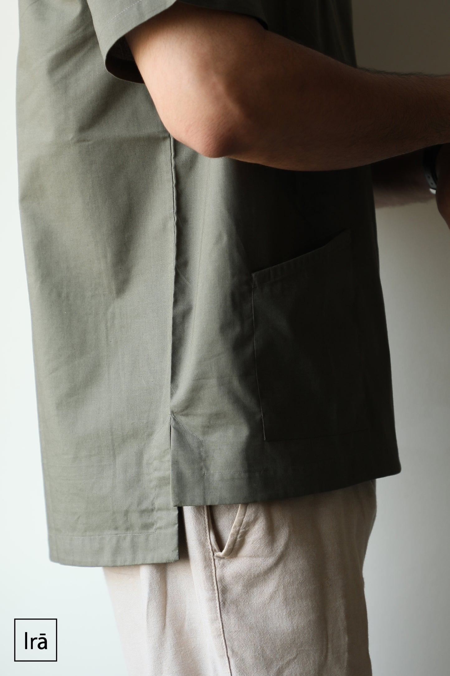 Olive off button Pehran (Shirt)