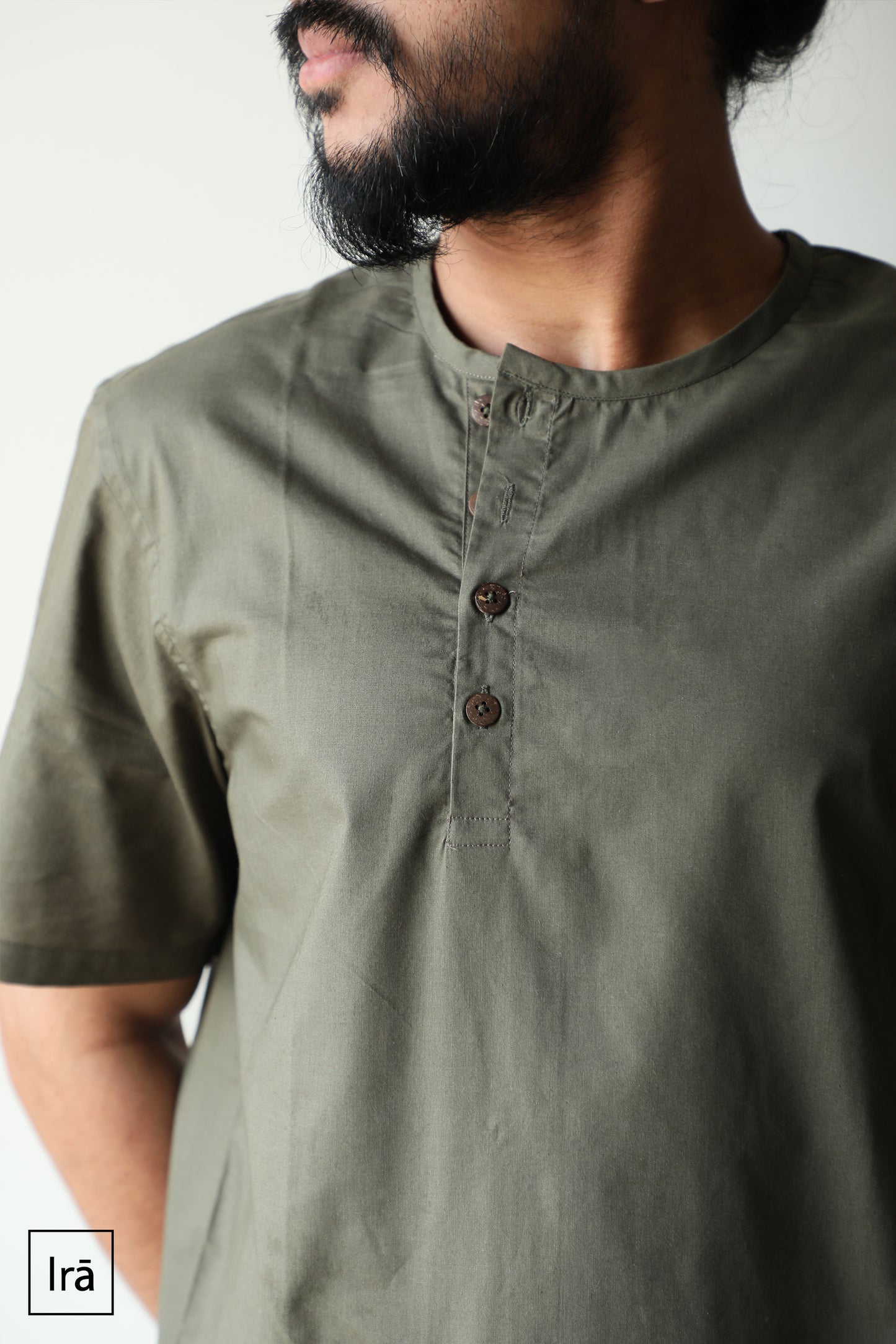 Olive off button Pehran (Shirt)