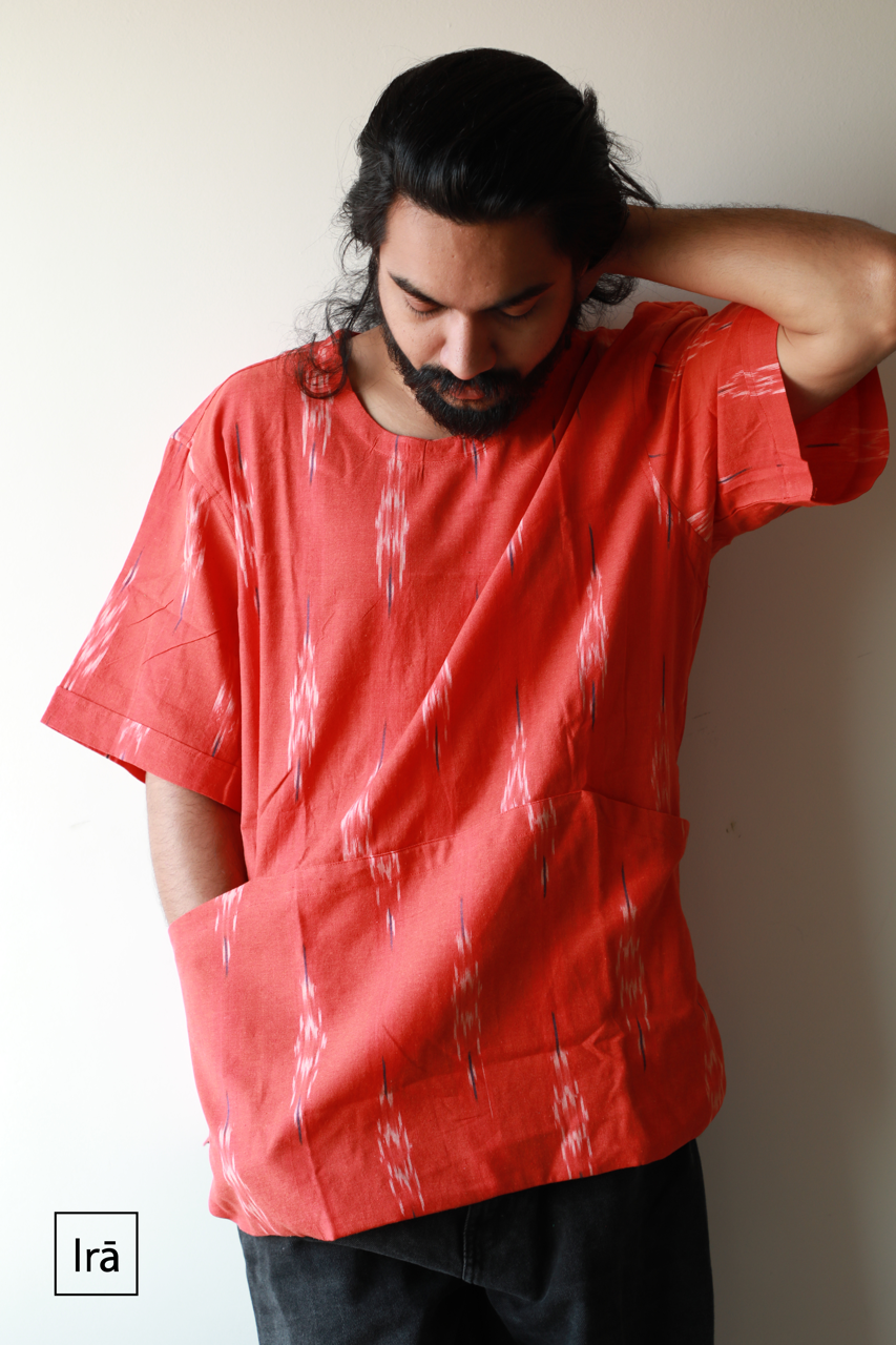 Kangaroo Pocket - Ikat Orange
