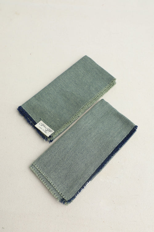Dark Blue and Light Moss hand spun Cotton Table Linen Set of 6