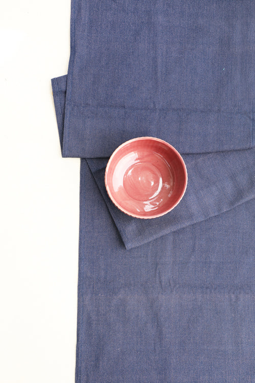 Dark Blue and Light Moss hand spun Cotton Table Linen Set of 6