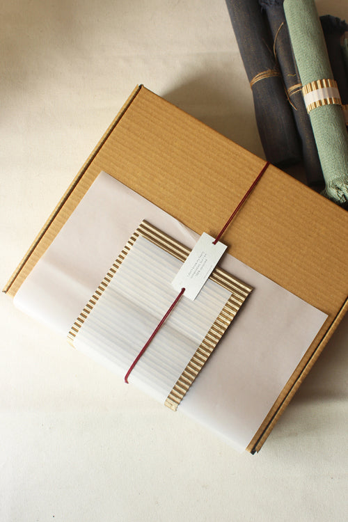 Forest Cotton Table Linen with Solid Mix and Stripes Napkins Set of 6