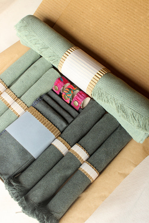 Sage and Stone Grey Handspun Spun Table Linen Set of 6