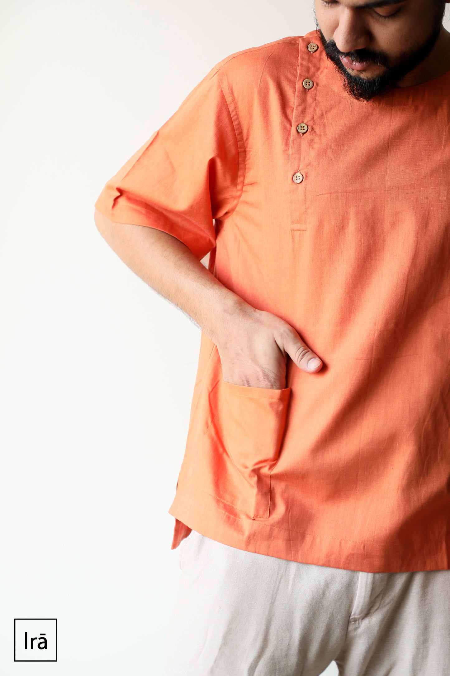 Saffron winged collar Pehran (Shirt)