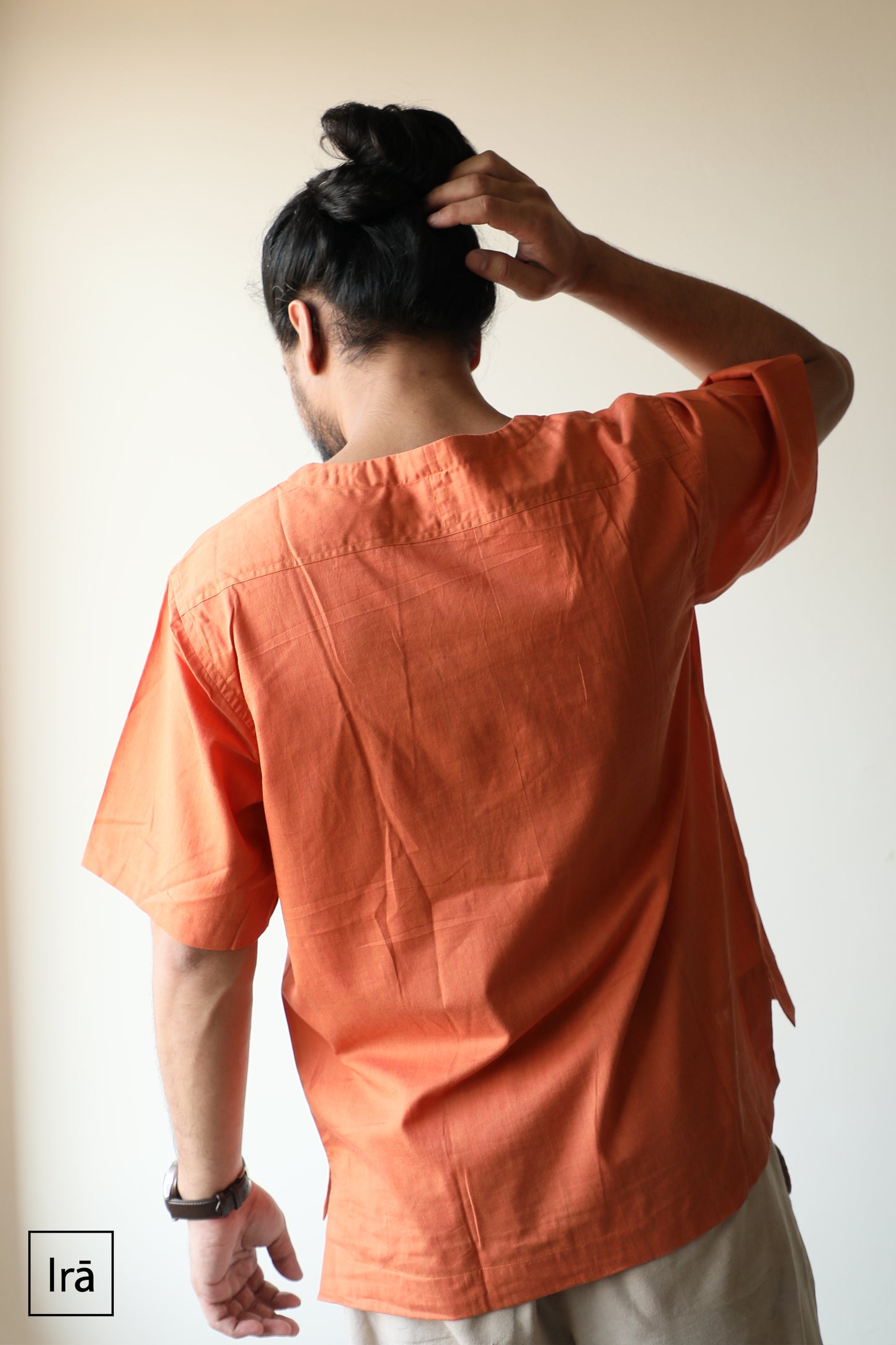 Saffron winged collar Pehran (Shirt)