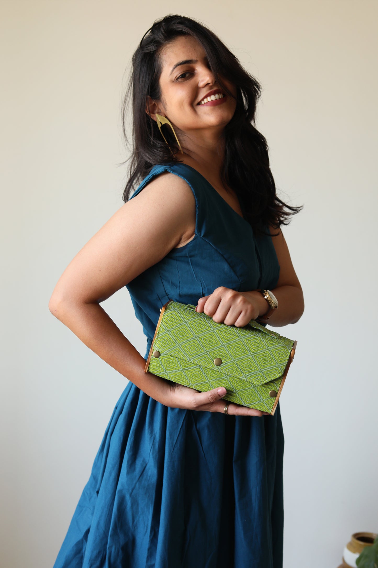 Forest Green Box Clutch - Single Sleeve