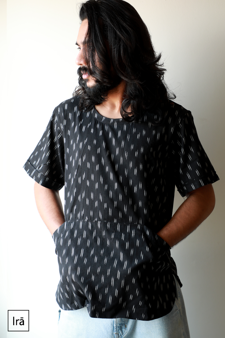 Kangaroo Pocket - Black Ikat - Kurat