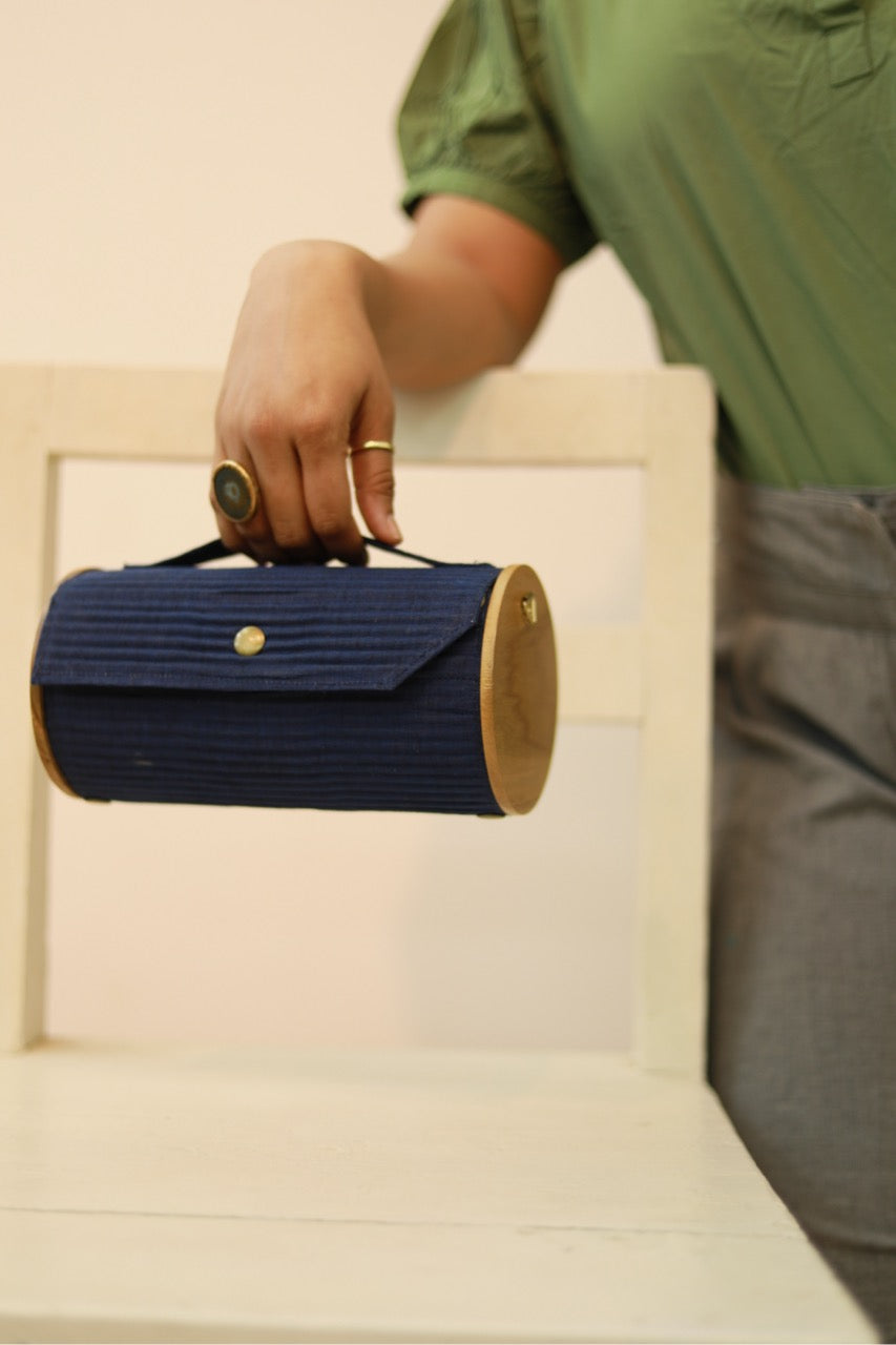 Lily Love & Navy Blue  Round Clutch - Changeable Sleeve