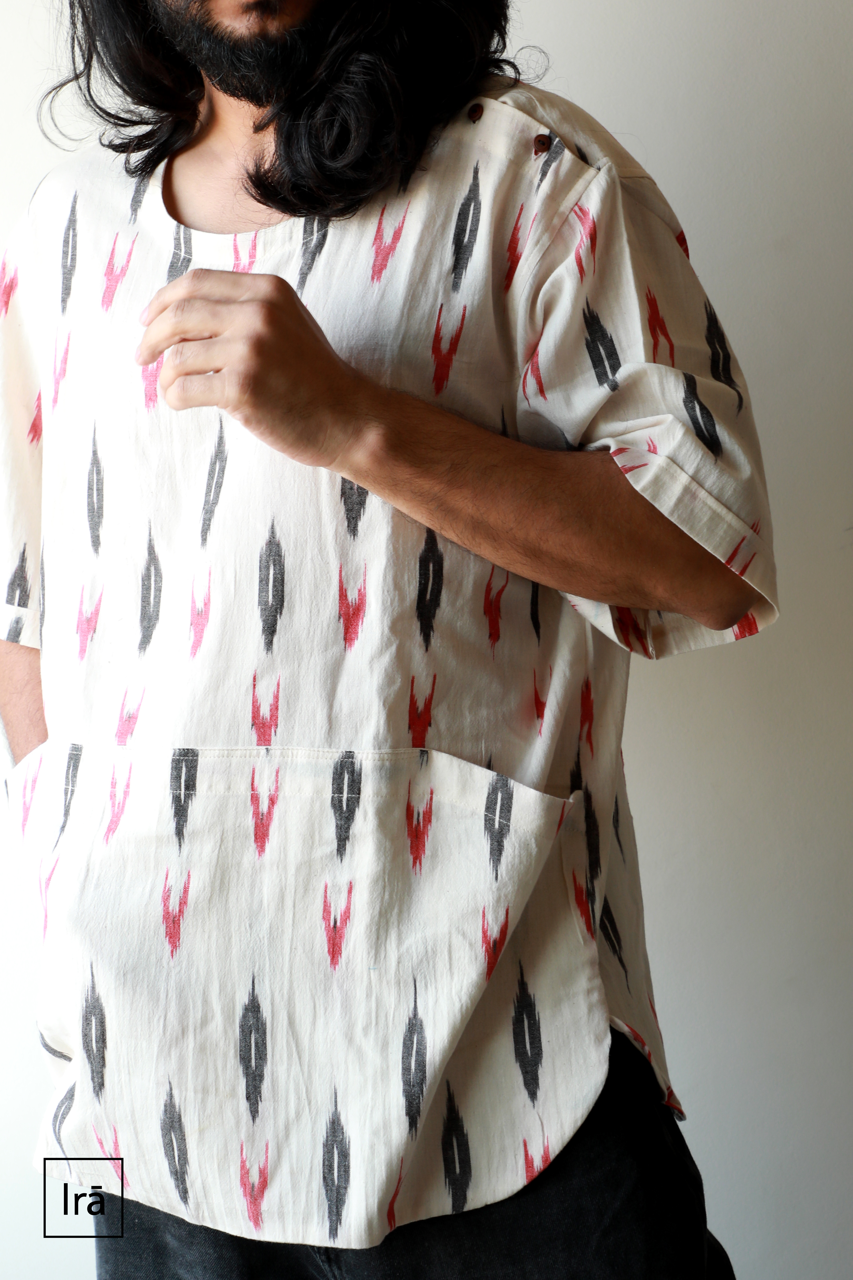 Kangaroo Pocket - Ikat White