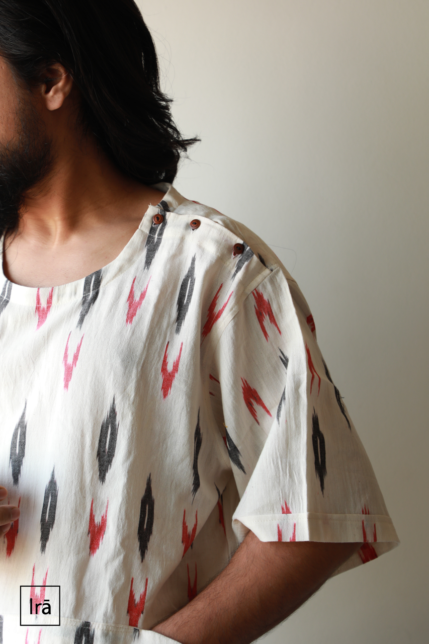 Kangaroo Pocket - Ikat White