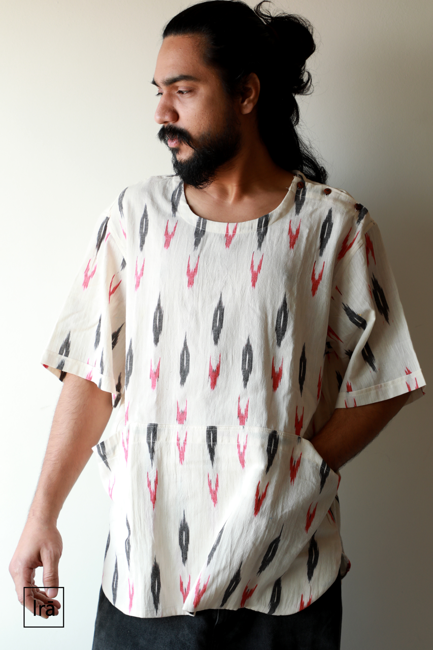 Kangaroo Pocket - Ikat White