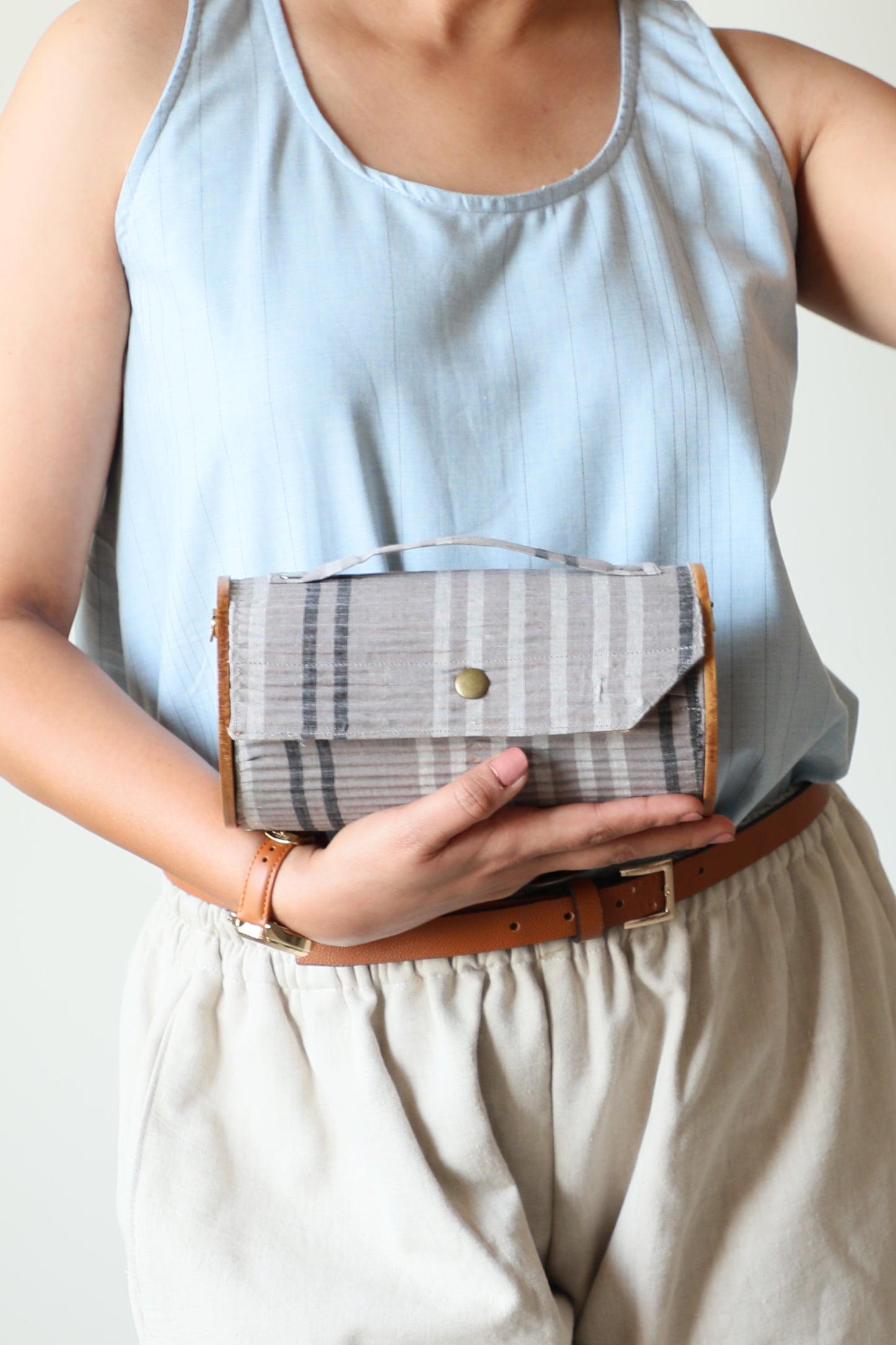 Charcoal Plum Round Clutch