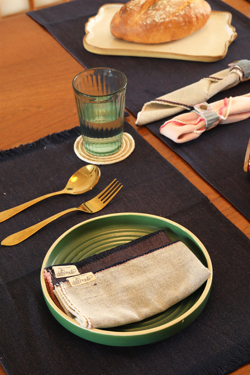 Dark Blue Handspun Cotton Table Linen Set of 6