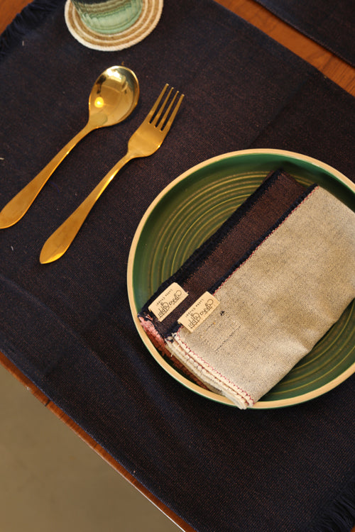 Dark Blue Handspun Cotton Table Linen Set of 6