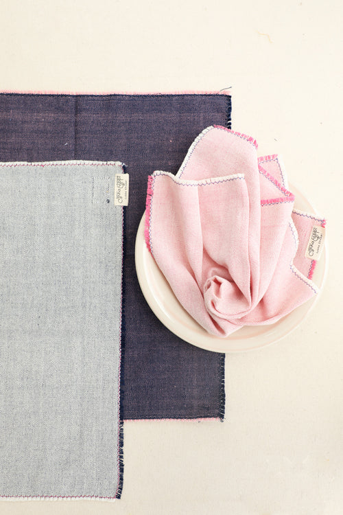 Dark Blue Handspun Cotton Table Linen Set of 6