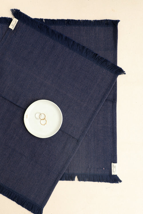 Dark Blue Handspun Cotton Table Linen Set of 6