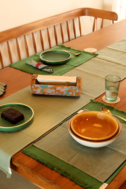 Sage and Forest Cotton Table Linen Set of 6