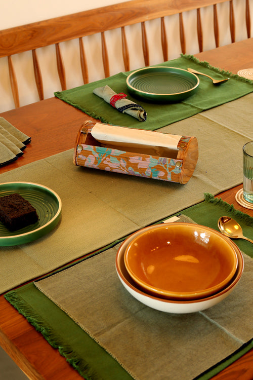 Sage and Forest Cotton Table Linen Set of 6