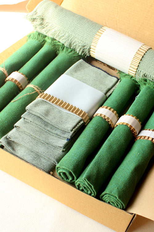 Sage and Forest Cotton Table Linen Set of 6