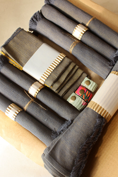 Stone Grey Cotton Table Linen Set of 6