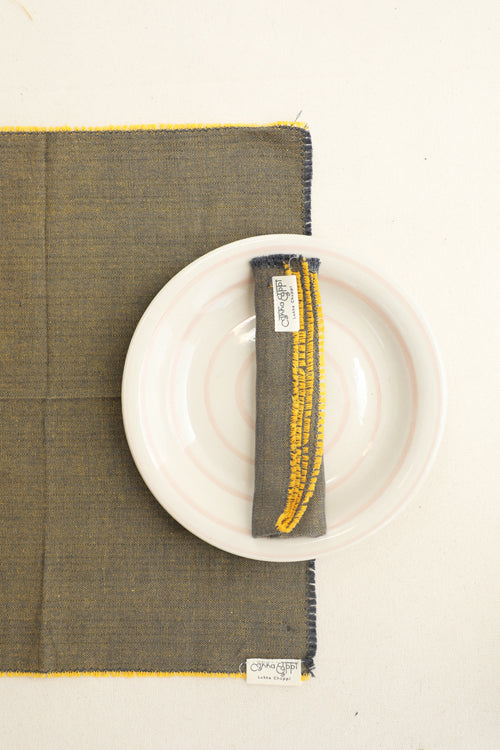 Stone Grey Cotton Table Linen Set of 6