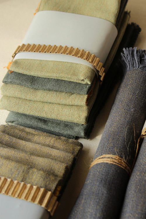 Stone and Sage Spun Table Linen with Solid Napkins Set of 6