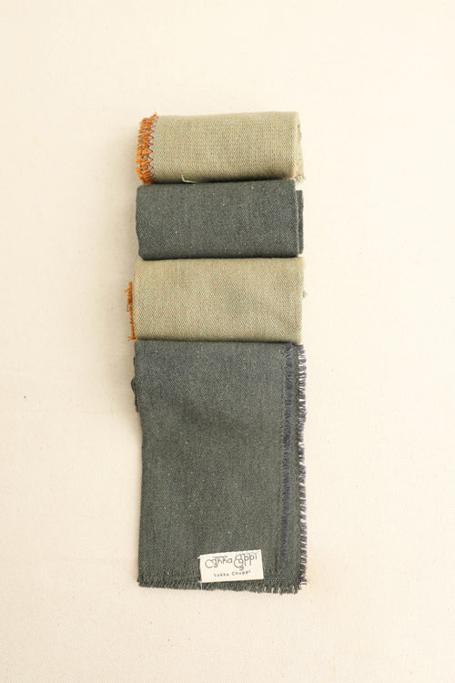 Stone and Sage Spun Table Linen with Solid Napkins Set of 6