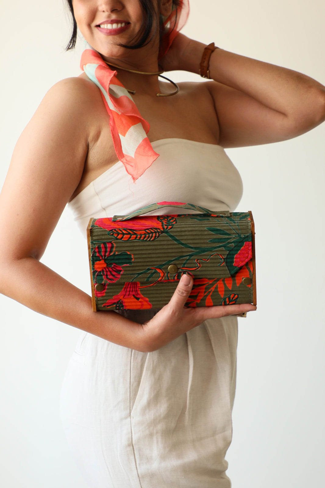 Garden Gala & Solid Pink Box Clutch - Changeable Sleeve