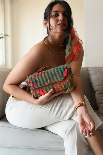 Garden Gala & Solid Pink Box Clutch - Changeable Sleeve