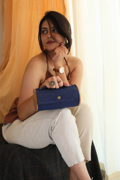 Lily Love & Navy Blue  Round Clutch - Changeable Sleeve