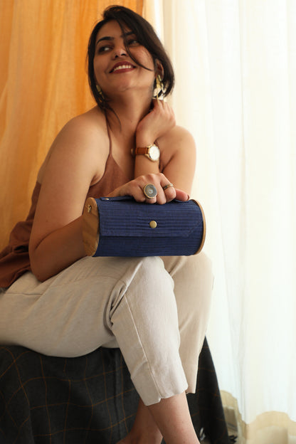 Lily Love & Navy Blue  Round Clutch - Changeable Sleeve