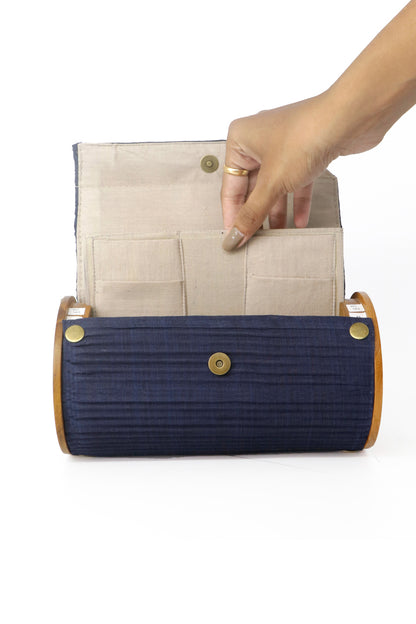 Lily Love & Navy Blue  Round Clutch - Changeable Sleeve