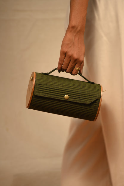 Nova & Solid Olive Green Round Clutch - Changeable Sleeve