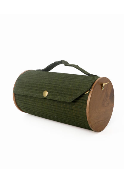 Nova & Solid Olive Green Round Clutch - Changeable Sleeve