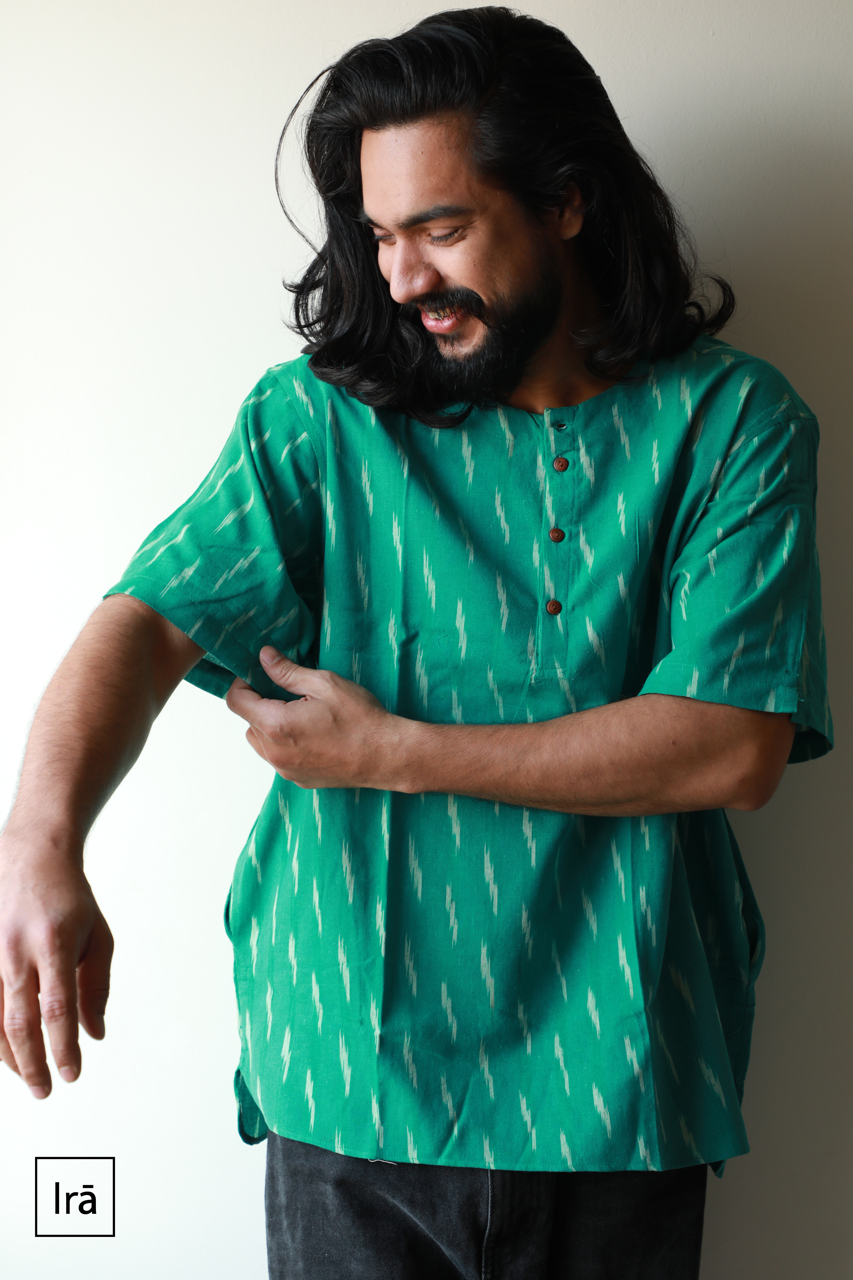 Classic Kurta - Ikat Green